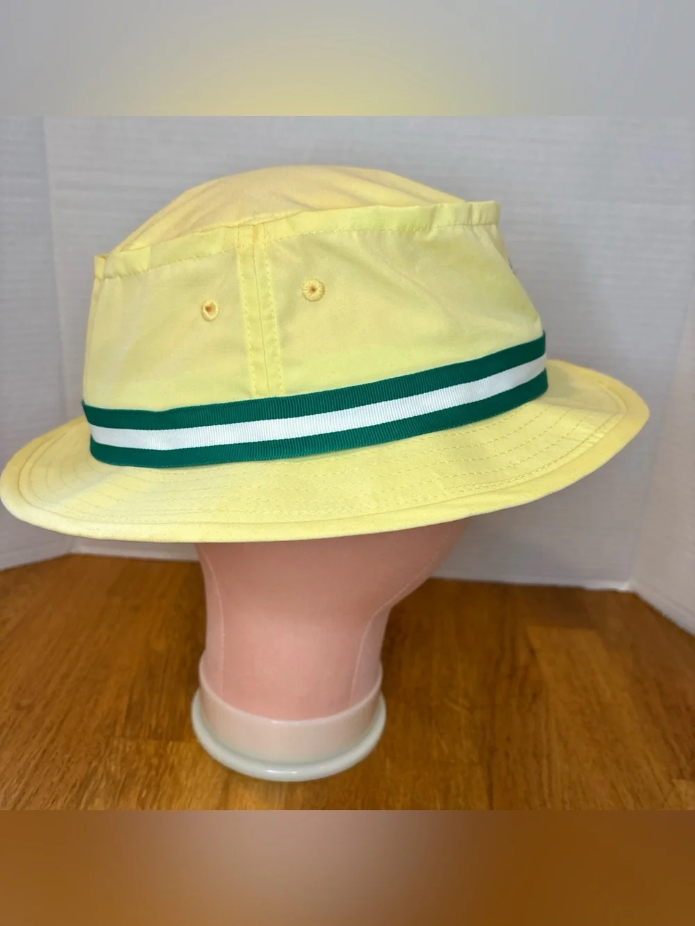 American Needle Masters Golf Bucket Hat Embroidered Logo Yellow White/Green 2X